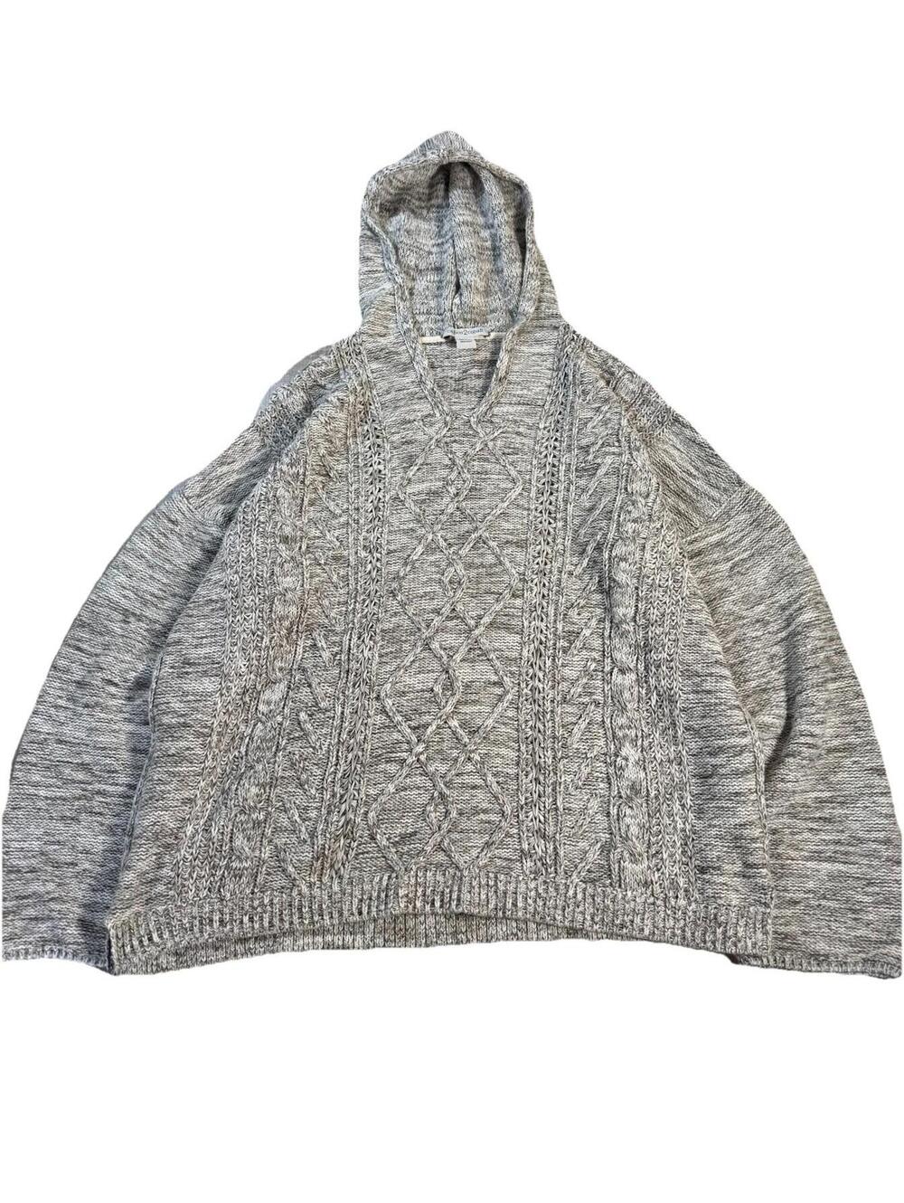 Carbon 2 Cobalt Cable Tight Knit Hooded Sweatshirt Gray V Neck Cozy Women’s Xl
